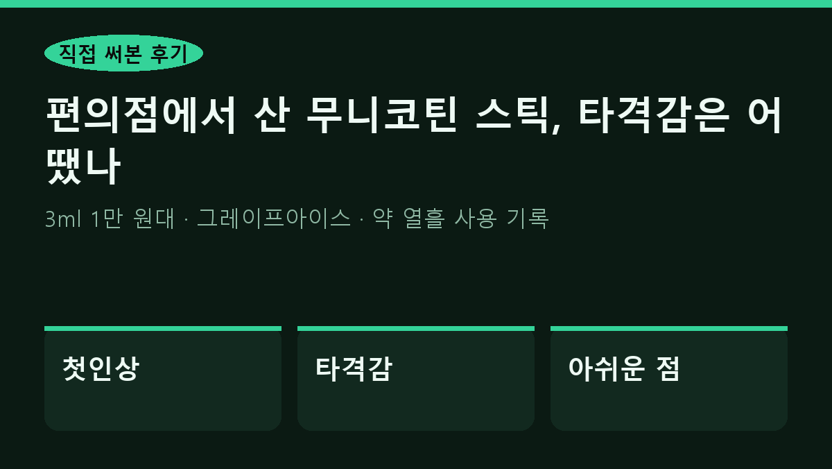 직접 써본 후기 편의점에서 산 무니코틴 스틱, 타격감은 어땠나