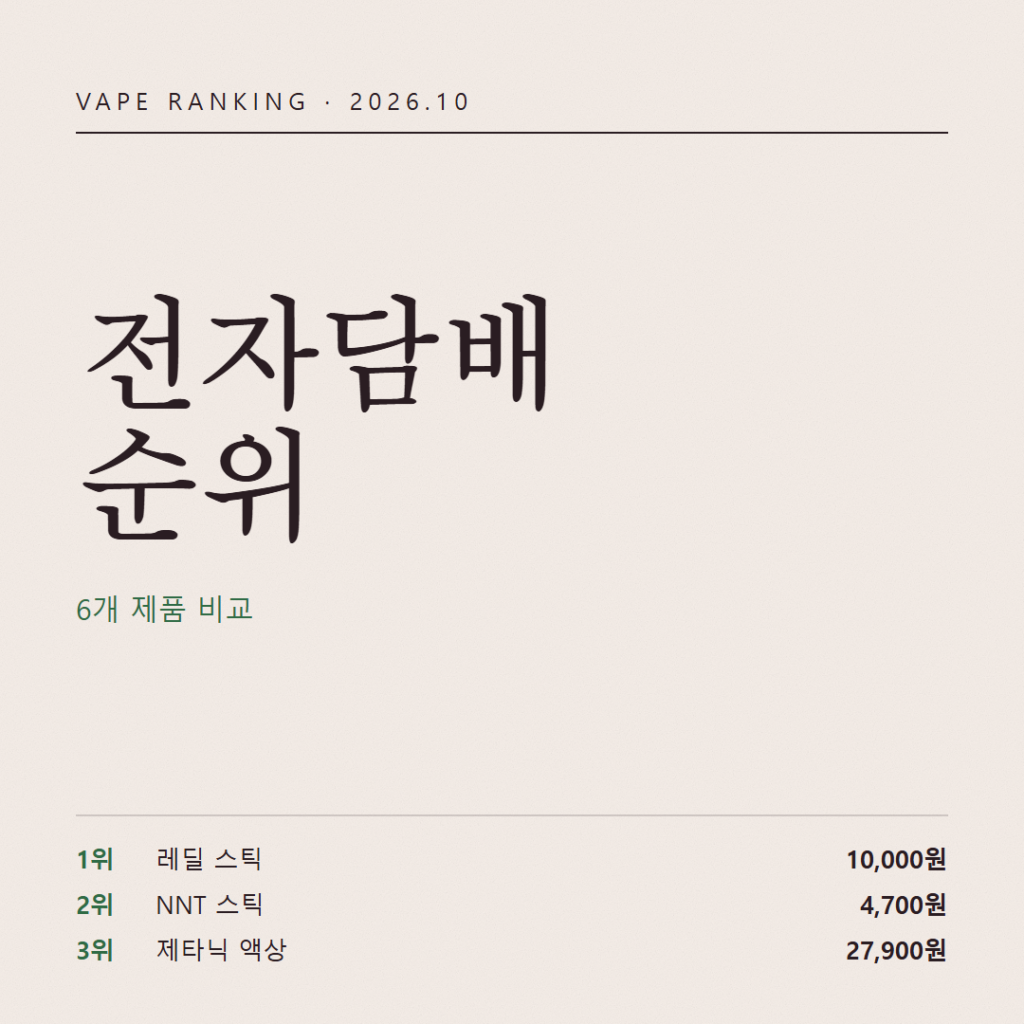 같은 이름인데 가격은 두 배, 숫자로만 다시 본 10월 전자담배 선호순위